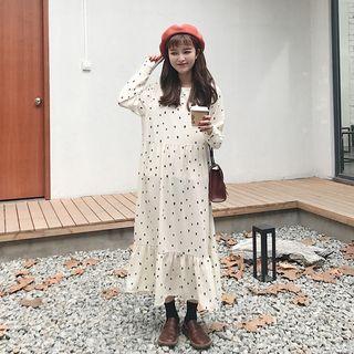 Long-sleeve Dotted Maxi Dress