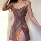 Spaghetti Strap Side-slit Mini Dress