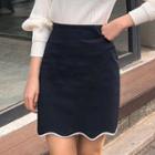 Scallop-hem H-line Miniskirt