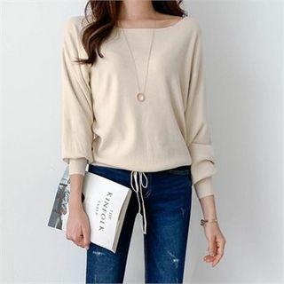 Square-neck Drawstring-hem Top