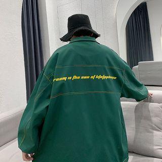 Logo Zip-up Contrast Stitching Jacket