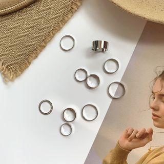 Set Of 10: Alloy Ring Set Of 10 - Silver - One Size