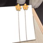 Flower Dangle Earring 1 Pair - Steel Pin - Gold - One Size