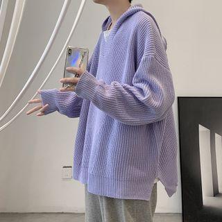 V-neck Silt Plain Hooded Sweater