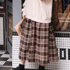 Gingham A-line Skirt Coffee - One Size