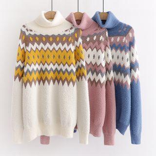 Jacquard Turtle-neck Sweater