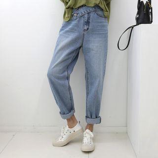 High-waist Extended-band Tapered Jeans