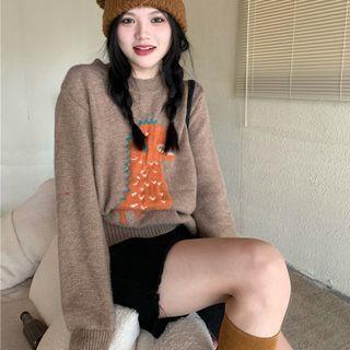 Print Sweater Light Coffee - One Size