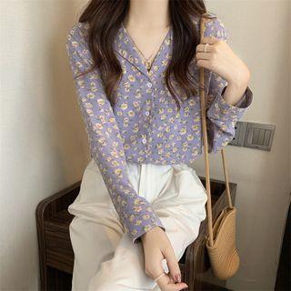 Floral Chiffon Long-sleeve Shirt
