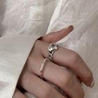 Heart Sterling Silver Open Ring Silver - Size 15