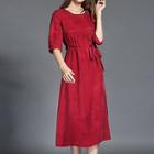 Loose-fit Elbow-sleeve Dress