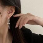 Non-matching Alloy Heart Dangle Earring 1 Pair - Silver - One Size