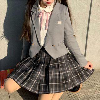 Shirt / Blazer / Plaid A-line Skirt