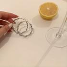 Faux Crystal Alloy Hoop Earring 1 Pair - Silver Earring - One Size