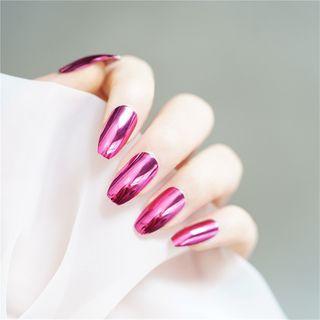 Metallic Faux Nail Tip 2 - Glue - Rose Pink - One Size