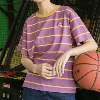 Striped Short-sleeve Logo T-shirt