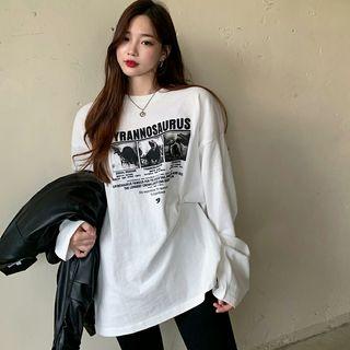 Long-sleeve Seagull Print T-shirt