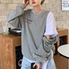 Detachable Sleeve Lettering Sweatshirt Gray - One Size