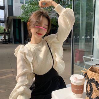 Ruffle Panel Mock Two-piece Sweater