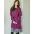 Gingham Ruffle-hem Pullover Dress
