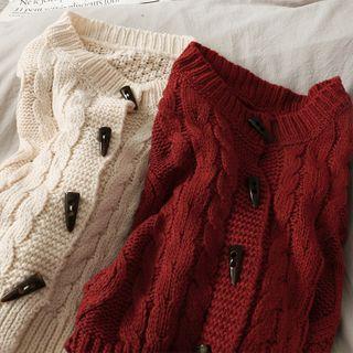 Toggle Crew-neck Knit Cardigan