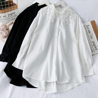 Jacquared-panel Loose Shirt