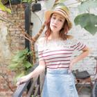 Short-sleeve Off-shoulder Lace Panel Top