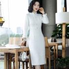 3/4-sleeve Sheath Dress / Qipao