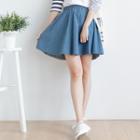 Elasticized Denim Mini Skirt