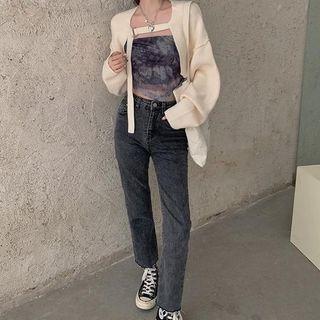 Tie-dyed Tube Top / Knit Shrug / Set