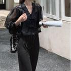 Set: Sheer Blouse + Camisole + Wide Leg Pants