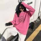 Lettering Print Sweater Pink - One Size