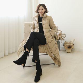 Hooded Padded Long Coat With Belt