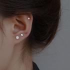 Rhinestone Earring Set - Silver - One Size