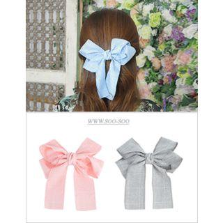 Checked Bow Hair Barrette