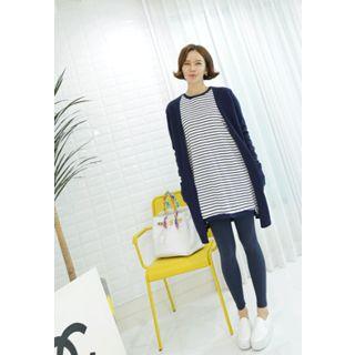 Open-front Slit-side Lettering Cardigan
