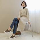 Buttoned Cable Knit Long Cardigan