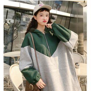 Zip Placket Two-tone Hoodie