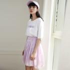 Set: Short-sleeve Print T-shirt + Mini Skirt
