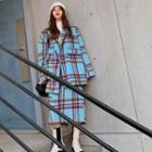 Plaid Loose-fit Coat / Plaid Midi Skirt (various Designs)