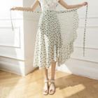 High Waist Floral Wrap Midi A-line Skirt