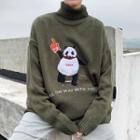 Turtleneck Panda Pattern Sweater