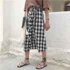Check High-waist Midi Skirt