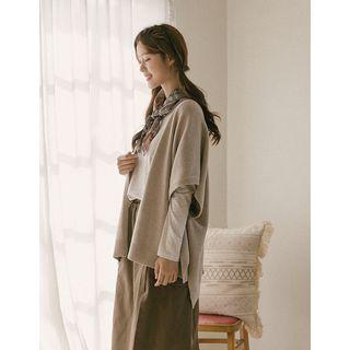 Batwing-sleeve Wool Blend Knit Vest
