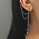 Moon & Star Chained Alloy Dangle Earring