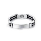 Fashion Personality Smooth Geometric Rectangular 316l Stainless Steel Silicone Bracelet Silver - One Size