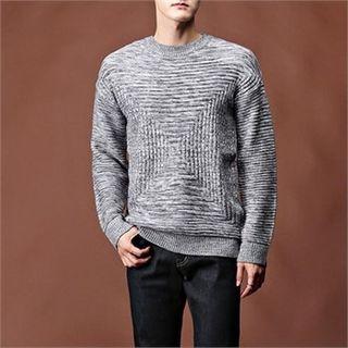 Crew-neck Square Pattern Sweater