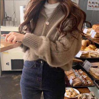 Fuzzy Cable Knit Cardigan