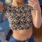 Floral Print Cropped Top / Floral Print Straight-cut Pants