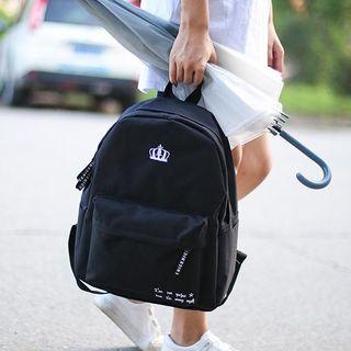Crown Embroidered Canvas Backpack